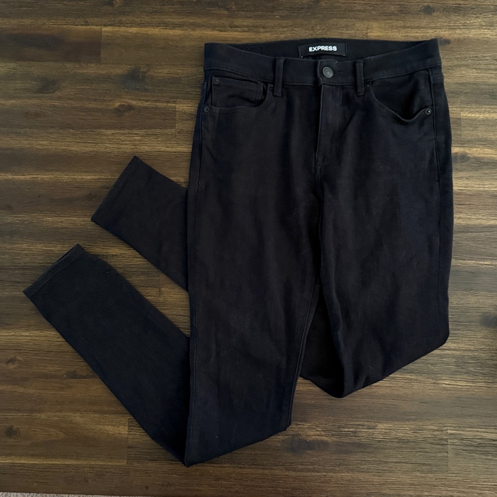 Express Black Skinny High Rise Stretch Legging Jeans 4 Long